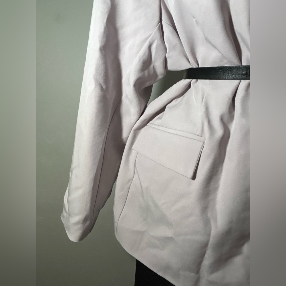 Women's Belted Blazer Jacket - Light Lavandarish - Picture 5 of 8